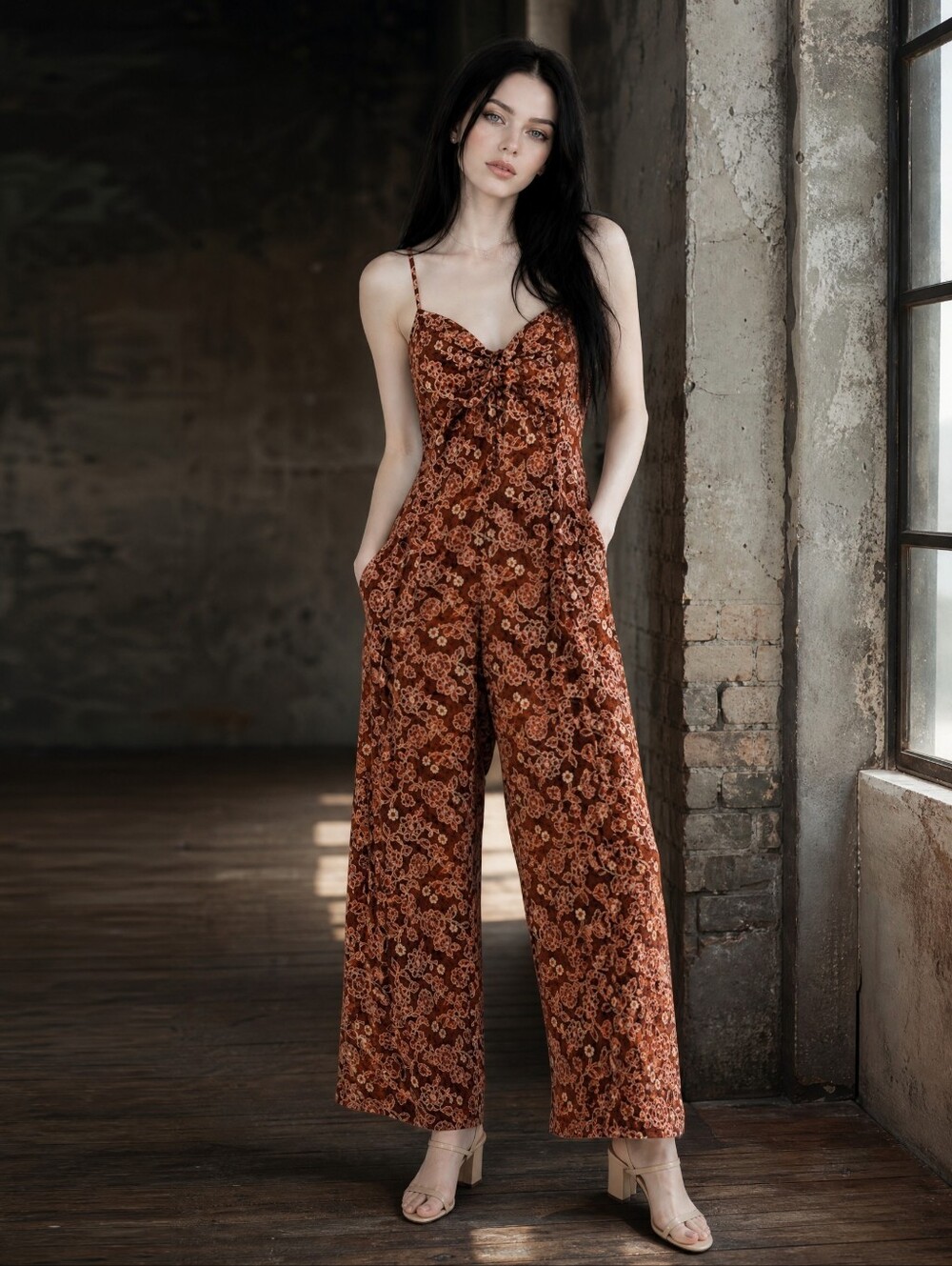 J.Crew Vintage Vines Tie-Front Floral Jumpsuit NWT Size 8 Boho Wide Leg